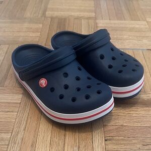 CROCS Kids Navy Water Shoes with Red Accent